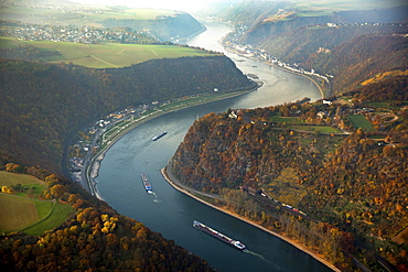 Loreley, slate rock formation, UNESCO World Heritage Upper Middle Rhine Valley near St. Goarshausen, Rhine Valley, Rhine, Rhineland-Palatinate, Germany, Europe