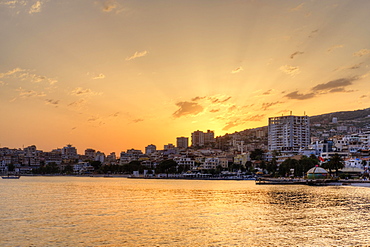 Sunset, Saranda, Sarandë, Qark Vlora, Ionian Sea, Albania, Europe