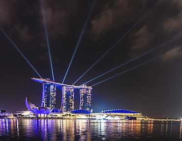 Laser show at the Marina Bay Sands Hotel, Singapore, Asia