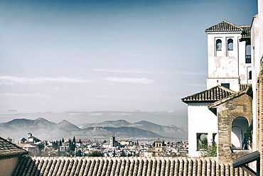 Palacio de Generalife, summer palace, overlooking the city of Granada, Andalucia, Spain, Europe