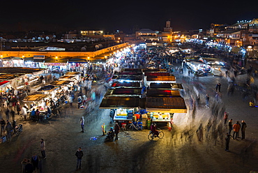 Djemaa el Fna or Jamaa el Fna square at night, Marrakech, Morocco, Africa