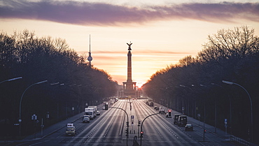 Straße des 17. Juni with Victory Column and TV Tower, Berlin, Germany, Europe