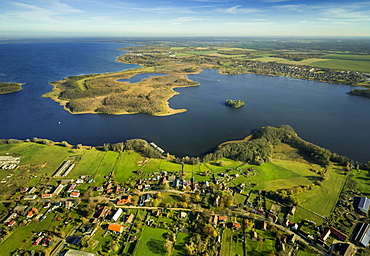 Aerial view, Kleine Muritz Lake, Vipperow, Mecklenburg Lake District, Mecklenburg-Western Pomerania, Germany, Europe