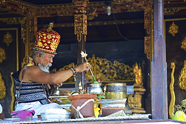 Priests celebrating Mass, Temple of the Bats or Goa Lawah, Bali, Indonesia, Asia