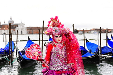 Woman in costume with a mask, carnevale, carnival in Venice, Veneto, Italy, Europe