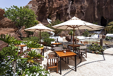 Garden terrace, Lagomar cafe-restaurant, Nazaret, Lanzarote, Canary Islands, Spain, Europe