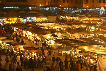 Jemaa el-Fnaa Square, UNESCO World Heritage Site, at night, Marrakech, Morocco, Africa