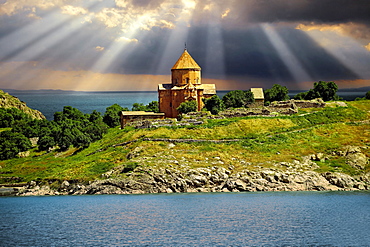 Armenian Cathedral of the Holy Cross, 10th century, Akdamar Island, Lake Van, Turkey, Asia