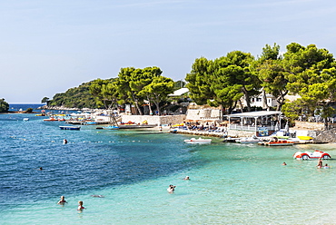 Tourists at the beach, Bay, Resort, Ksamil, Saranda, Ionian Sea, Albania, Europe