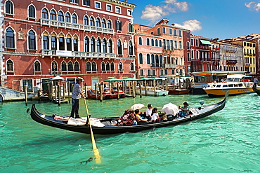 Gondolas on the Grand Canal, Venice, Veneto, Italy, Europe