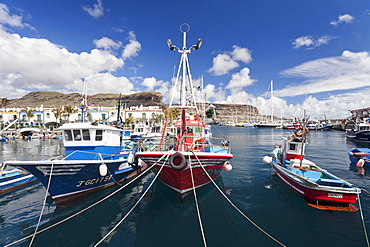 Fishing boats in the harbor, Puerto de Mogan, Gran Canaria, Canary Islands, Spain, Europe