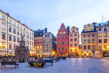 Town houses in Stortorget square, historic centre, Gamla stan, Stockholm, Sweden, Europe