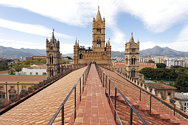View from the roof, Palermo Cathedral, Palermo, Province of Palermo, Sicily, Italy, Europe