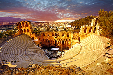 Odeon of Herodes Atticus, an amphitheater on the slopes of the Acropolis, Athens, Central Greece, Greece, Europe