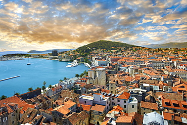 Roof tops of the medieval city of Split, Croatia, Europe