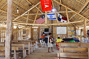 Church of Nalunega, a Kuna Indian village, San Blas Islands, Panama, Central America