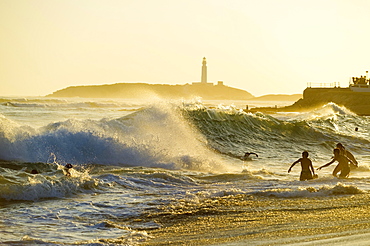 Cape Trafalgar at sunset, Los Canos de Meca, Cadiz province, Costa de la Luz, Andalusia, Spain, Europe