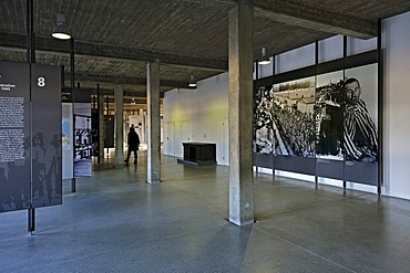 Information panels at Dachau Concentration Camp, Dachau, near Munich, Bavaria, Germany, Europe