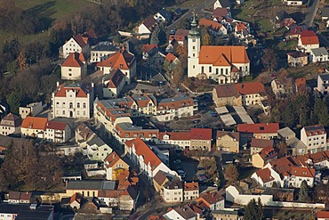 Aerial view, Boehlen near Leipzig, Saxony, Germany, Europe