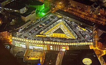 Aerial view, night view, ThierGalerie, Thier-Galerie, shopping centre, ECE, town centre, Dortmund, Ruhr Area, North Rhine-Westphalia, Germany, Europe