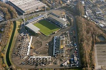 Aerial view, Georg-Melches-Stadion, stadium, Hafenstrasse street, Essen, Ruhr Area, North Rhine-Westphalia, Germany, Europe