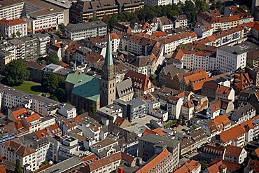 Aerial view, Nicolaikirche church, Bielefeld, Ostwestfalen-Lippe region, Westphalia, North Rhine-Westphalia, Germany, Europe