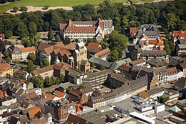 Aerial view, cathedral, Minden, Minden-Luebbecke, North Rhine-Westphalia, Germany, Europe