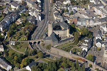 Aerial view, Genovevaburg castle, Mayen, Eifel mountain range, Rhineland-Palatinate, Germany, Europe