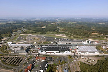 Aerial view, Nuerburgring race track, Muellenbach, Eifel mountain range, Rhineland-Palatinate, Germany, Europe