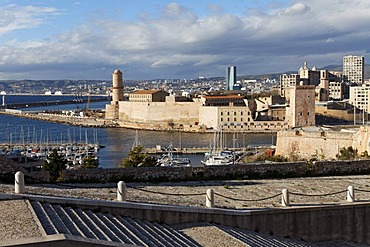 Fort Saint-Jean, entrance of the Vieux Port, old port, Marseille, Bouches-du-Rhone, Provence, France, Europe