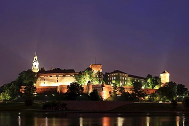 Wawel Castle at dusk, Krakow, Lesser Poland, Poland, Europe