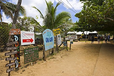 Information boards about tourist facilities, Little Corn Island, Caribbean Sea, Nicaragua