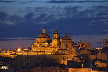 Ostuni skyline shortly in evening light, Puglia, Apulia, Italy, Europe