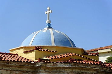 Dome of a church, Marathocampos, Samos Island, Aegean Sea, southern Sporades islands, Greece, Europe