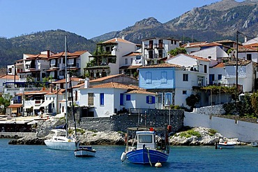 In the harbour of Kokkari, Samos island, southern Sporades, Aegean sea, Greece, Europe