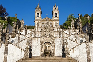 Baroque stairs, Bom Jesus do Monte Sanctuary, Braga, Minho, Portugal, Europe