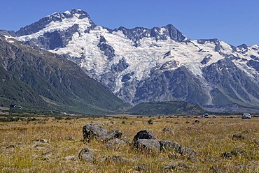 Huddestone Glacier, Stocking Glacier and Mueller Glacier, Mount Cook National Park, South Island, New Zealand