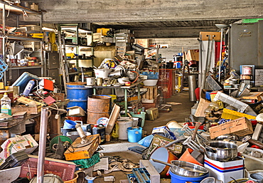 Clutter, storage room, abandoned factory