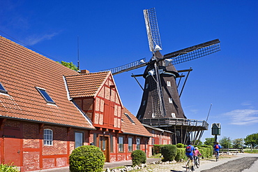 Mill in the Mills and Agricultural museum, Lemkenhafen, Fehmarn island, Baltic Sea, Schleswig-Holstein, Germany, Europe