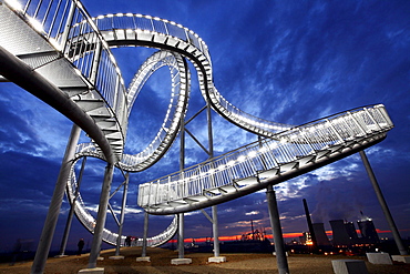 Tiger & Turtle ? Magic Mountain, a walkable landmark sculpture in the shape of a roller coaster, by Heike Mutter and Ulrich Genth, on Heinrich-Hildebrand-Hoehe, mining waste tip, Angerpark, Duisburg, North Rhine-Westphalia, Germany, Europe