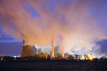 Niederaussem Power Station, a lignite-fired power station owned by RWE Power AG, the most powerful power plant in Germany, Bergheim-Niederaussem, Rhein-Erft-Kreis district, North Rhine-Westphalia, Germany, Europe