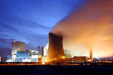 Niederaussem Power Station, a lignite-fired power station owned by RWE Power AG, the most powerful power plant in Germany, Bergheim-Niederaussem, Rhein-Erft-Kreis district, North Rhine-Westphalia, Germany, Europe