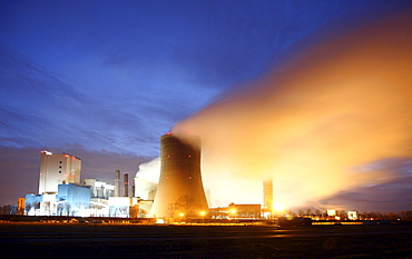 Niederaussem Power Station, a lignite-fired power station owned by RWE Power AG, the most powerful power plant in Germany, Bergheim-Niederaussem, Rhein-Erft-Kreis district, North Rhine-Westphalia, Germany, Europe