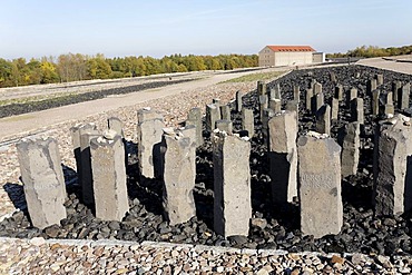 Steles with the names of concentration camps, Buchenwald memorial, former concentration camp near Weimar, Thuringia, Germany, Europe