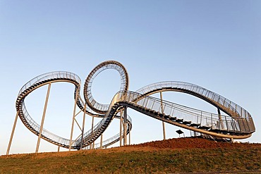 Tiger & Turtle - Magic Mountain sculpture, landmark, walkable sculpture in the Angerpark, roller coaster-shaped, Duisburg, Ruhr area, North Rhine-Westphalia, Germany, Europe