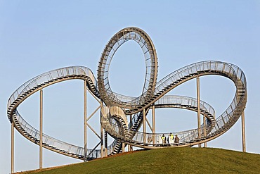 Tiger & Turtle - Magic Mountain sculpture, landmark, walkable sculpture in the Angerpark, roller coaster-shaped, Duisburg, Ruhr area, North Rhine-Westphalia, Germany, Europe