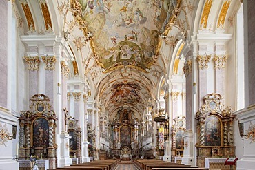 Monastery Church of St. Margaret, Baumburg Abbey, Altenmarkt, Chiemgau, Upper Bavaria, Bavaria, Germany, Europe