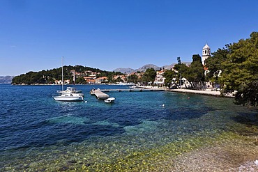 Harbour and historic centre of Cavtat, central Dalmatia, Dalmatia, Adriatic coast, Croatia, Europe, PublicGround