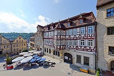 Marktplatz square, historic centre of Schwaebisch Hall, Hohenlohe, Baden-Wuerttemberg, Germany, Europe, PublicGround