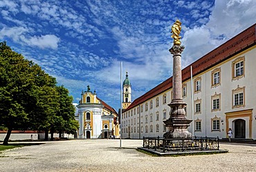 Kloster Ochsenhausen monastery, with St. Georg monastery church, Ochsenhausen, Biberach district, Upper Swabia, Baden-Wuerttemberg, Germany, Europe